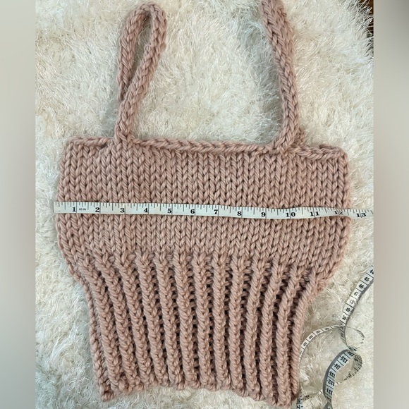 Handmade Hand Crafted Knit Spring/Summer Crop Top Pink Size Small - Picture 4 of 6
